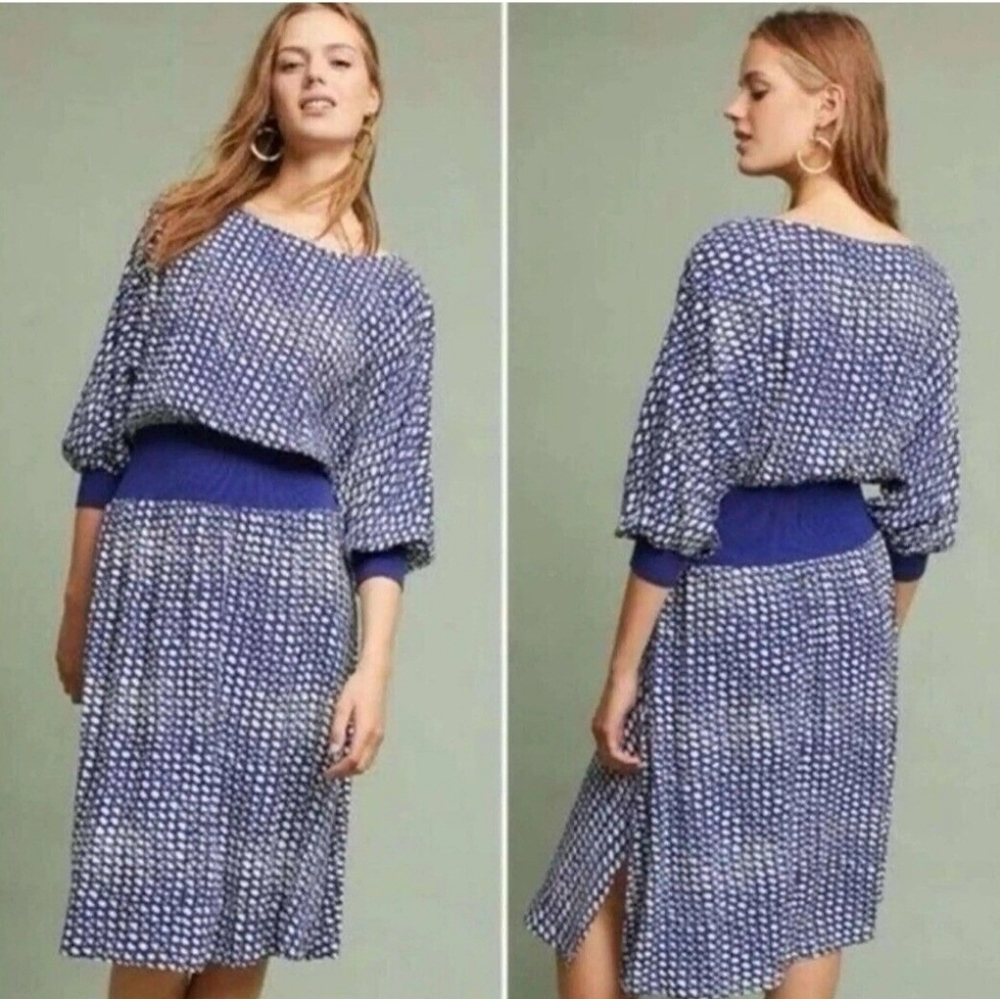 ❤️ ANTHROPOLOGIE MAEVE BLUE WHITE GEMMA DRESS, XS